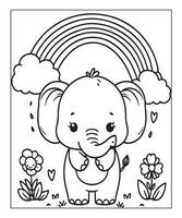 Elephant coloring page vector