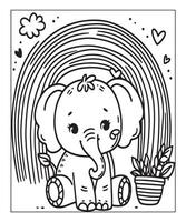 Elephant coloring page vector