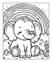 Elephant coloring page vector