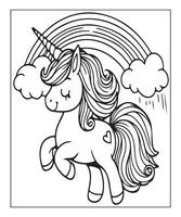 unicorn coloring page vector