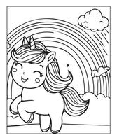 unicorn coloring page vector