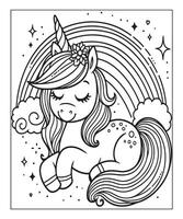 unicorn coloring page vector