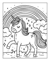 unicorn coloring page for kids vector