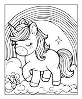 cute unicorn coloring page for kids vector