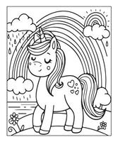 unicorn coloring page vector