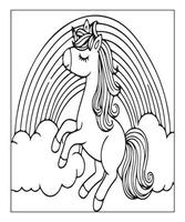 unicorn coloring page for kids vector