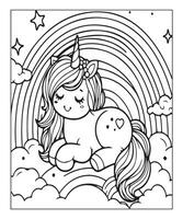 unicorn coloring page vector