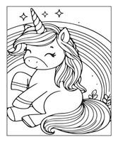 unicorn coloring page vector