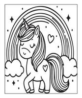 linda unicornio colorante página ilustración vector