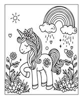 cute unicorn coloring page illustration vector