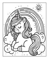 unicorn coloring page vector