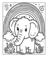 Elephant coloring page vector