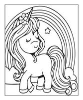 unicorn coloring page for kids vector