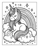 unicorn coloring page for kids vector