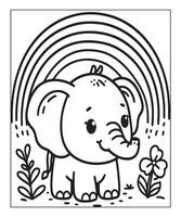 Elephant coloring page vector