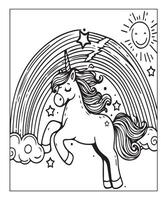 unicorn coloring page for kids vector