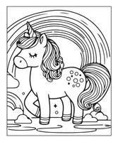 unicorn coloring page vector