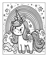 unicorn coloring page vector