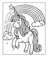 unicorn coloring page vector