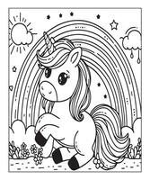 cute unicorn coloring page for kids vector