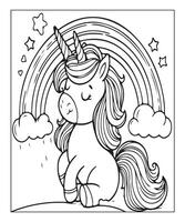 unicorn coloring page for kids vector