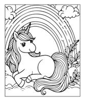 unicorn coloring page for kids vector