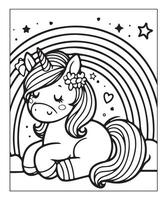 unicorn coloring page vector