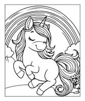 unicorn coloring page for kids vector