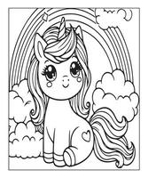 unicorn coloring page vector