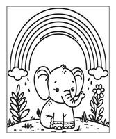 Elephant coloring page vector