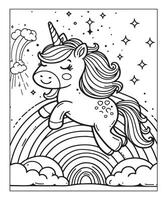 unicorn coloring page vector