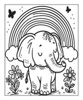 Elephant coloring page vector