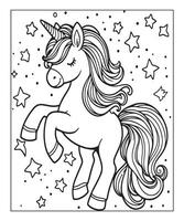 cute unicorn coloring page, kdp interiors vector