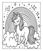 unicorn coloring page for kids vector