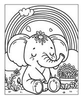 Elephant coloring page vector