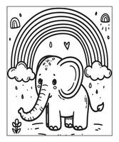 Elephant coloring page vector