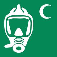 emergency escape breathing device with crescent iso symbol vector