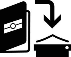 Open passport and place on scanning device vector