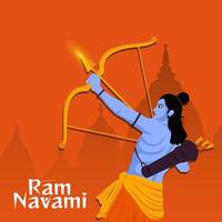 feliz publicación en las redes sociales del festival ram navami de la india vector