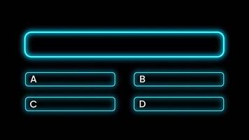 Quiz Neon Line Animation with option selection on black background video