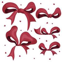 Set of different bows and ribbons. Hand drawn on an isolated white background. It is a illustration set. vector