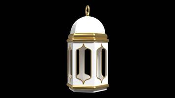 Ramadan lantern animation. Animated video of Islamic lantern light. 4K seamless loop video footage. Transparent background with alpha channel