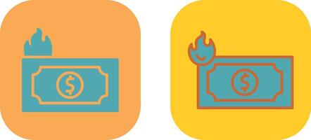 Dollar On Fire Icon vector