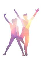 silhouette of a party couple with a low poly design vector