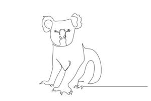 coala animal salvaje animal uno línea Arte diseño vector