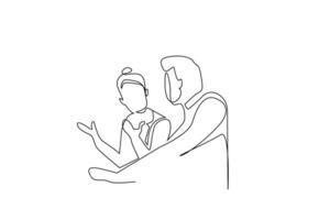 two people talking making a statement giving advice one line art design vector