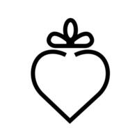 love heart box ribbon gift icon line art design vector