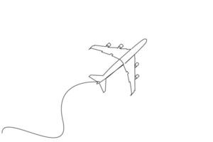 passenger plane travel vehicle one line art design vector