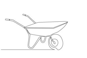 wheelbarrow object one line art design vector