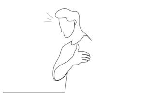 man person arm shoulder pain problem health one line art design vector